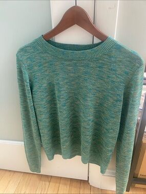 HM Womens Top Light Sweater Green Sparkling M Medium France NEW NWOT